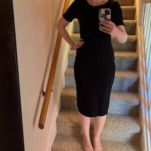 Black pinup style little black midi dress